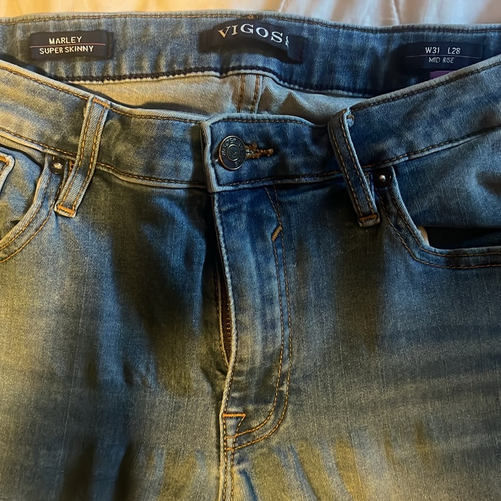 Light Blue Mid Rise Super Skinny Jeans - Picture 2 of 3